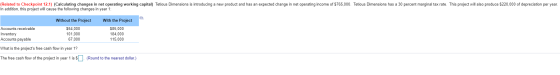 (Related to Checkpoint 12.1) (Calculating changes in net operating working capital) Tetious Dimensions is introducing a new p