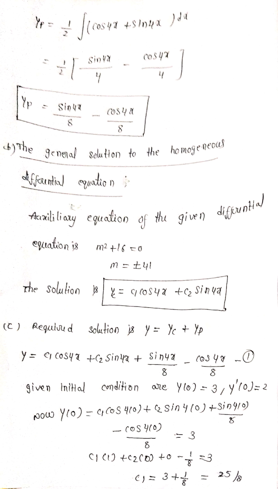 Yo te the li cosya sinua de SinVX Sinu con de general Solution to the homogener de fferential equations Auxililiary equation