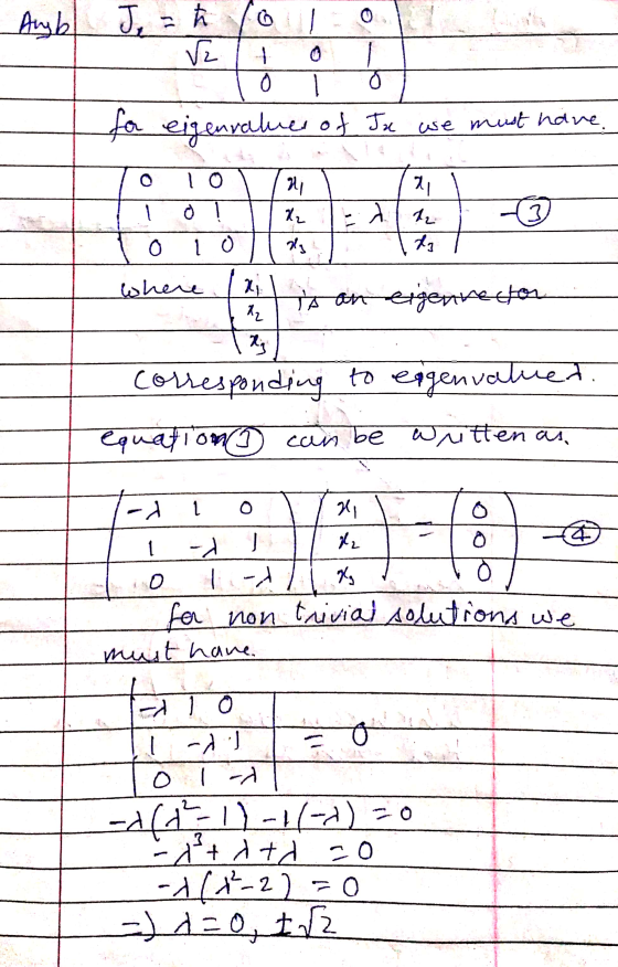 Augbl Jo = À VOLON for eigenvalues of Ja we must have. To 1o Tail , To! Ta TEA I - To to dal where (a is an eigen rector corr