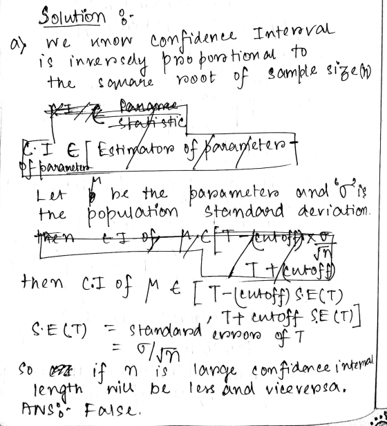 the samare Solution or ay we know confidenee Interoval is inversely próo bora tion at to noot of sample size Polares statist