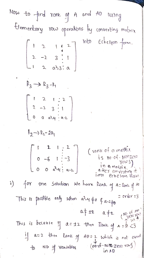Now to find rank of A and to wing Elementary row operations by converting mabrix li 2 11 27 into Echeleon form. | 2 -2 311 Li
