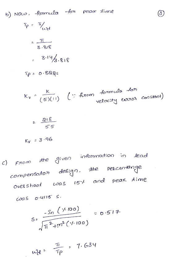 b) NOW, formula for peak time Тр: ан : 3.818 3.143.818 Tp = 0. 8aas Kvasi ( from formula tos velocity euros constant) 218 55