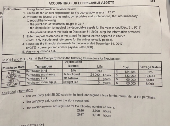 19 ACCOUNTING FOR DEPRECIABLE ASSETS Instructions: Using the information provided below: 1. Calculate the annual depreciation