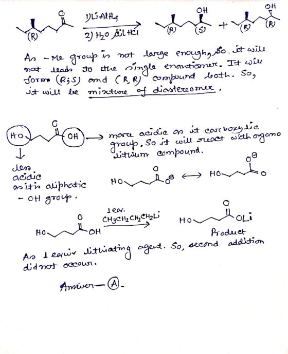 + What OLANA me 3 As -Me group in not large enough, so it will not leads to the single enantiomer. It will forma (R; S) and C