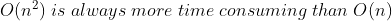 O(n^2)\;is\;always\;more\;time\;consuming\;than\;O(n)