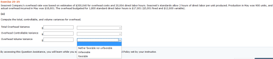 Exercise 25-25 Seacrest Companys overhead rate was based on estimates of $200,040 for overhead costs and 20,004 direct labor