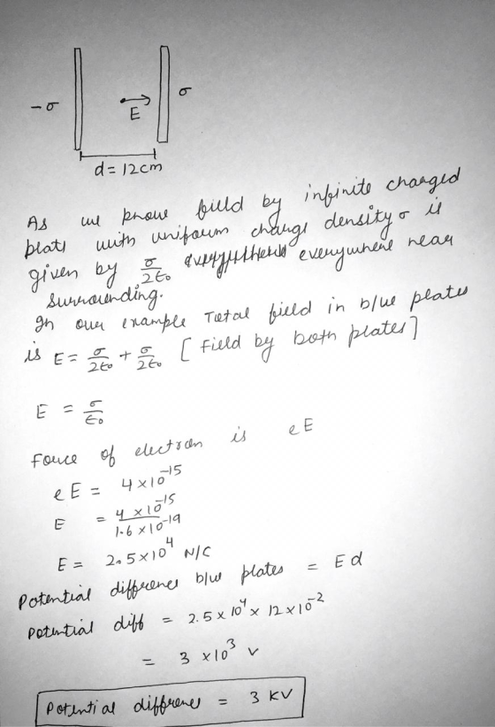 LI d=12cm is AS plats we knowe field by infinite changed with uniform change density given by to everywhere everywhere near s