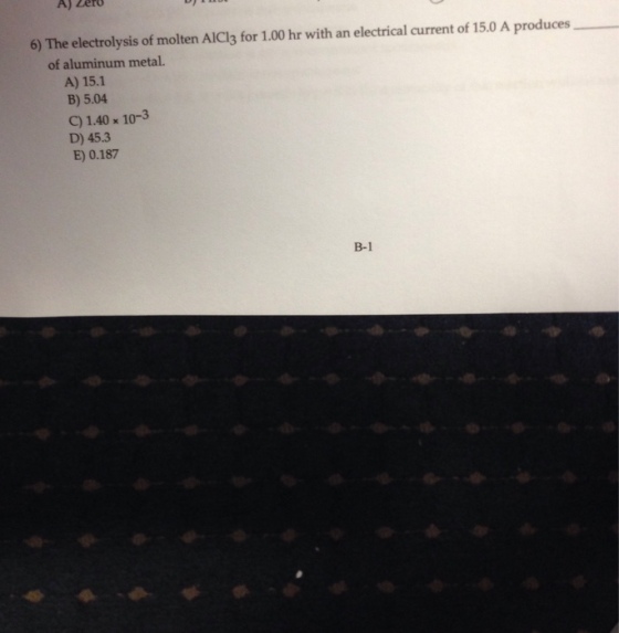 The electrolysis of molten AlCl_3 for 1.00 hr with