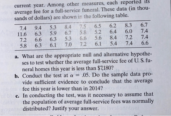 current year. Among other measures, each reported its average fee for a full-service funeral. These data (in thou- sands of d