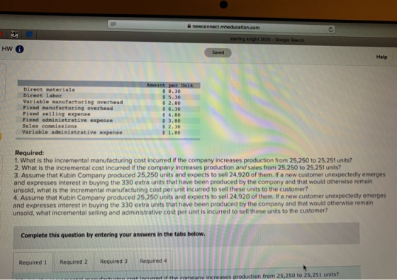 newconnect.mheducation.com MP sterling Knight 2020 - Google Search HW Help Direct materials Direct labor Variable manufacturi