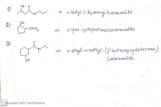 V min-butyl-2- hy dusty-bufonamide. 2 => 2-cyno-cyclopeut ane carbonamide = n-ethyl-n-methyl-(3-hydrony cyclohexane) Carbonam