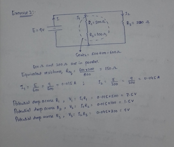 Exexcise 2: R32 200 Senes Coo +loD 600 Goon and 10or are in paraliel. Equivalast resiar 2 200 200 6 Go otent aj drop across R