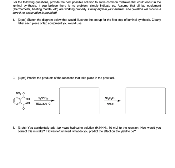 For the following questions, provide the best possible solution to solve common mistakes that could occur in the luminol synt
