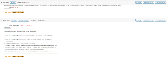 6. [-/1 Points] DETAILS MENDSTAT15 2.3.012. MY NOTES ASK YOUR TEACHER PRACTICE ANOTHER A distribution of measurements has a m