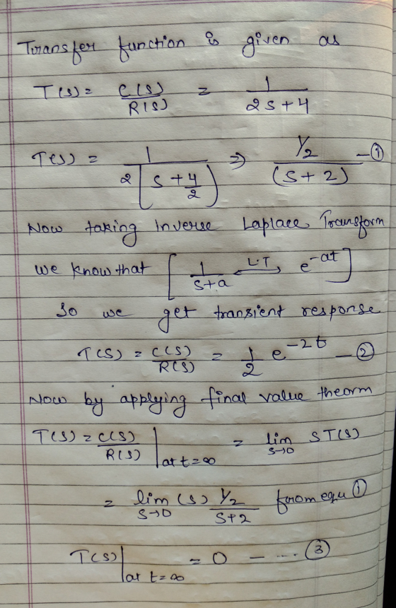 Trans for function is given as T = CW Tisz RUS) 25+ 4 174 Now taking inverse Laplace Transform we know that the Tea so we get
