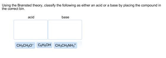 Using the Bronsted theory, classify the following