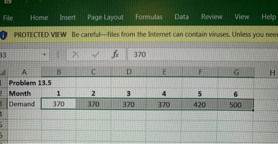 File Home Insert Page Layout Formulas Data Review View Help PROTECTED VIEW Be careful files from the Internet can contain vir
