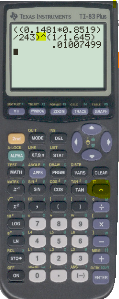 TEXAS INSTRUMENTS TI-83 Plus (C0. 1481*0.8519) /243) .01067499 STATPLOTF: TRESET P2 WINDOW FORMAT ZOOM CALCRE TRACE TABLE GRA