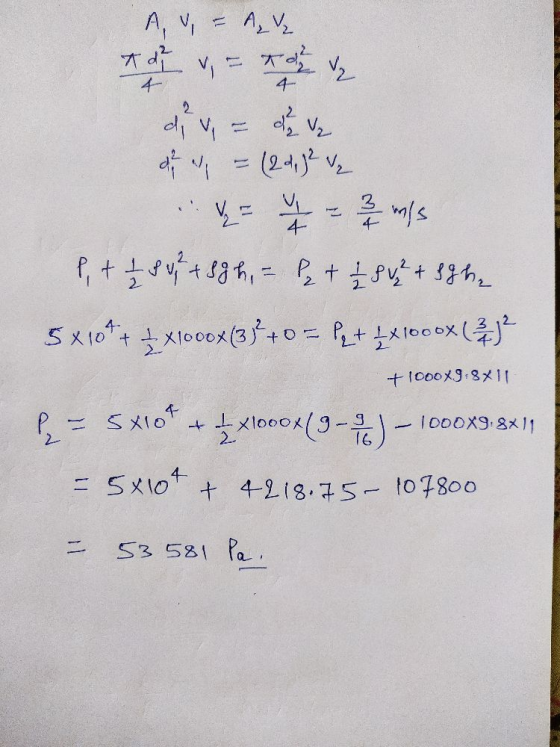 4 A V = A. di v = TV2 de du ve d = (22, 32 ₂ = 4 - 3 wols P, + 1 2 + 18 h, = P + 2 2 2 + 12 h 5x104+ £ X1000X (334+0 = P2+ x1