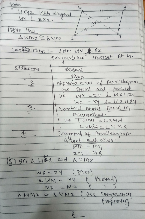 ginen W xyz With diagonal W WN I EX2 TP Prove that swmx Zx ym2 tut 2 statement arr construction! - Join wy X2 Diagonals are i