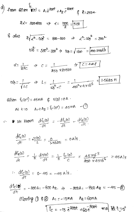 ot 502 &d= 200 1800 $ d 500 800-200 3902 a) from Given ort) = Aretot + Ag Boot R-2500 &d= 200 1800 $ d= 1900 - 500 & also av