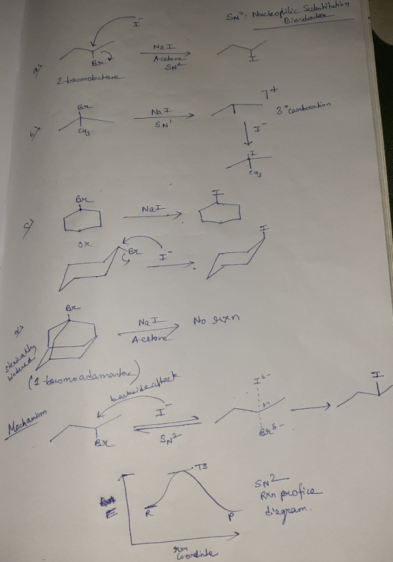 SN² Nucleophilic Substitution Bindaulaa Na I Acetona Bu Sne 2-bocomobutare BIL 3 ° Carbocation Na I SN C43 OX No exn NQ I Ac