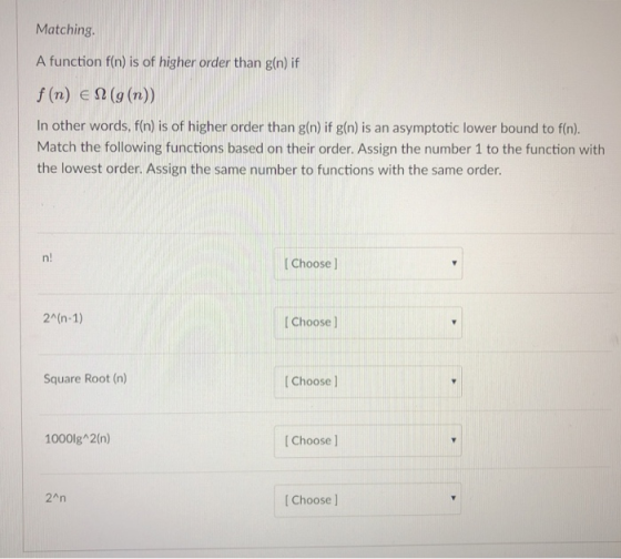 Matching A Function Fin Is Of Higher Order Than Gin If F n E 2 9