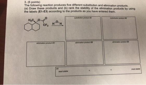 3. (6 points) The following reaction produces five different substitution and elimination products. (a) Draw these products a