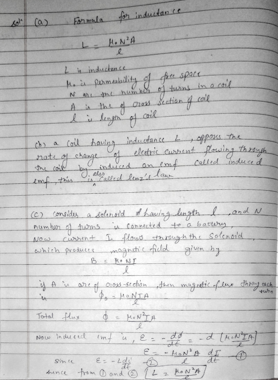 Formula for inductance HON²A l L is inductance Mo à permeability y free space the number of tu turns in a coil the of cross s