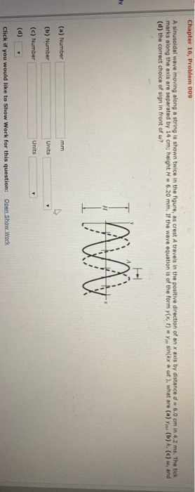 Chapter 16, Problem 009 A sinusoidal wave moving along a string is shown twice in the figure, as crest A travels in the posit