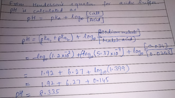 for acidic buffes From Hendersons equations PH is calculated ai pH = okat lea [salt] pka + logo i Acid plisodittra vaateadet