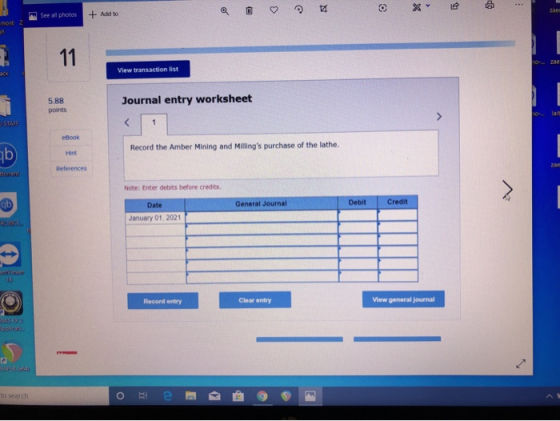 See all photos + ♡ Add to 10 za View transaction list Journal entry worksheet J STARS Record the Amber Mining and Millings p