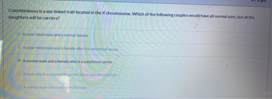 Colorblindness is a sex-linked trait located in the X chromosome. Which of the following couples would have all normal sons,