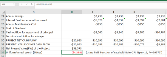 H33 : * ~ fic =PMT(2%,16,-432) к $3,738 $5,024 $850 $3,738 -$4,339 $850 $3,738 $3,599 $850 $3,738 $2,801 $850 $8,560 $9,245 $