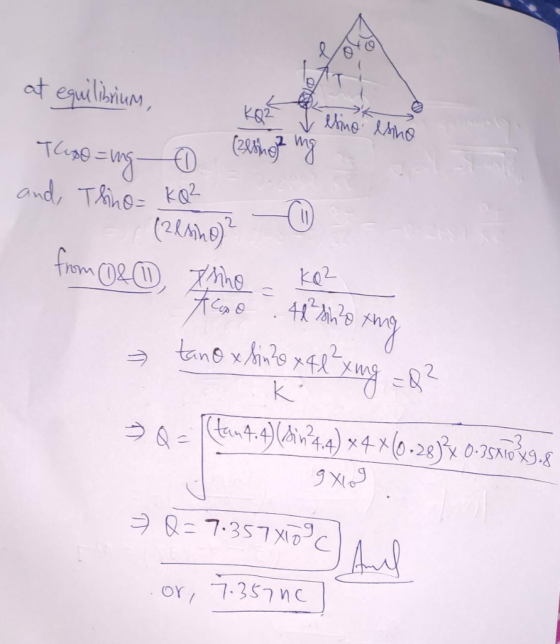at equilibrium, esino esino Thooting tanox Sink x4 l xing =Q? KQ2 (zesino ng and, Thino- kQ² (zemino) К” from 061, the Acne A