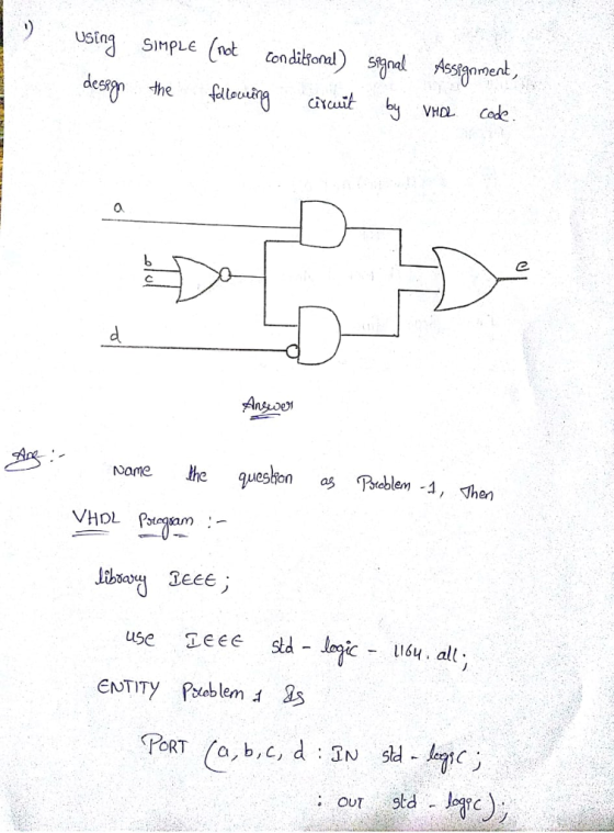リUSÏ Simple (nt Conditional) signal Assignment, dessn the it 0 Ansoe VHOL TEEE eee std-lege-1164 . all. use PORT (a, b,c, d 3N