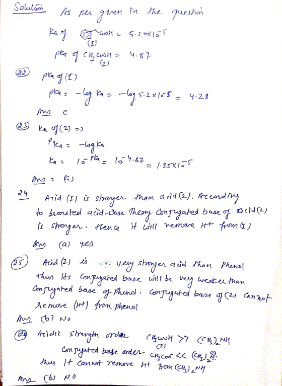 Solution question As per given in the Ka of Gown = 5.200155 poke of cry coon 4.87 - pla= -log ka = -log 5.2 x105 = 4.28 sus c