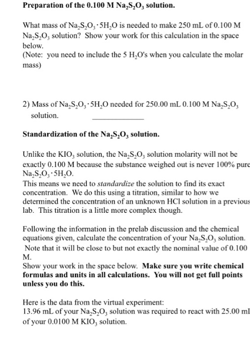 Preparation of the 0.100 M Na,3,0, solution. What mass of Na S,0,5H0 is needed to make 250 mL of 0.100 M Na,s,o, solution? Sh