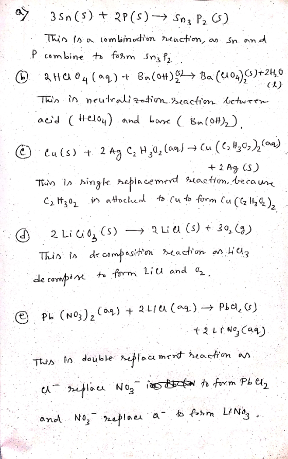 3 Sn(s)t P (s)Sn3 P2 s) a Lombinuon reacfion, an Thin P combine to foim Snz fP2 Thin in neulraliztin hiaction ctwren acid tel