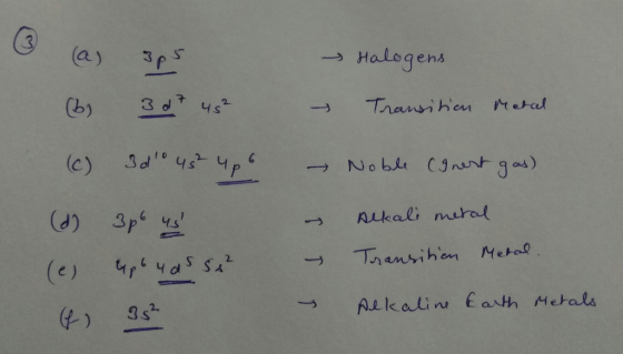 Ca. → Halogens (b) 3d t02 nikali mera 1 ) 3s2