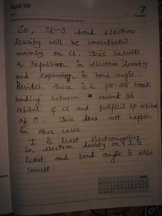 April 09 Tuesday Layanthi lndial. Womens Day Mozambiquel, Heroes Day Tanzania So, a o bond electron density will be concen