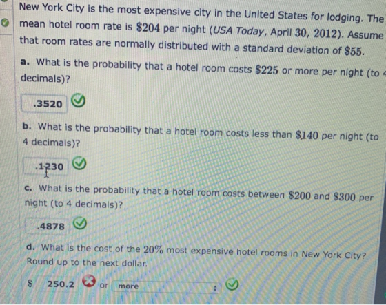New York City is the most expensive city in the United States for lodging. The mean hotel room rate is $204 per night (USA To