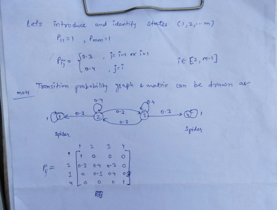 Lets states (1,2,..m) introduce P, = 1 and identify Immal Pis So.3, j=i-1 of its jsi it E2, m.1 0.4 ) Transition probability
