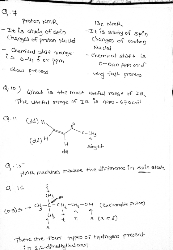 g. . proton NMR - It is study of spin - Changes of proton Nuclei - Chemical shif range is only for ppm - slow process 13C NMR