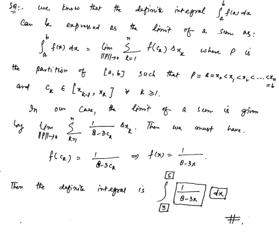 Sop we linit sam as: b ท a know that the definite integral s flas de Can ke expressed the of a s flor de tim s flex) Axe wher