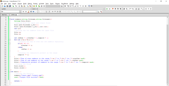 - jhvhm.cpp - Code::Blocks 17.12 Eile Edit View Search Project Build Debug Fortran wxSmith Tools Tools+ Plugins DoxyBlocks Se