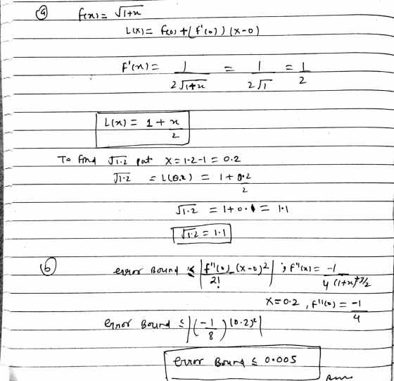 - 4 finia vitu LIX)= feos tlfcol) (X-0) fonts a tow Z L(x) = 1+ 1 2 To find Juiz Ji2 pat X = 12-1=0.2 110.2 ) = 1 + go 2 2 s