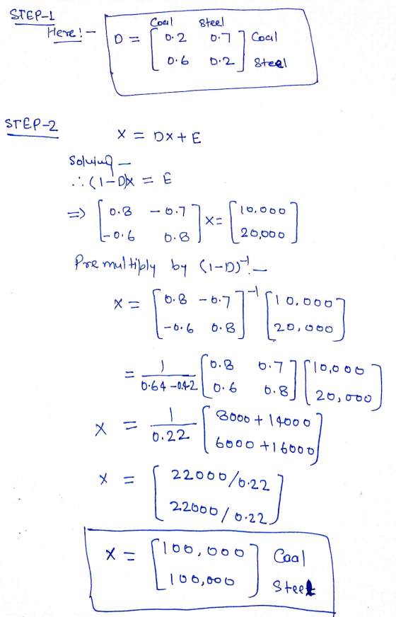 STEP-L Here !! 8teel Coul 02 01 Coal 06 b. 2. Steel STEP-2 X = Dx+E solving . (1-x = e 0.8 → 7 10,060 X2 [] 6.8 10.6 Premulti