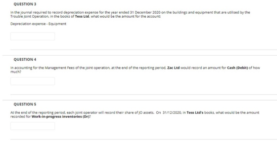 QUESTION 3 In the journal required to record depreciation expense for the year ended 31 December 2020 on the buildings and eq