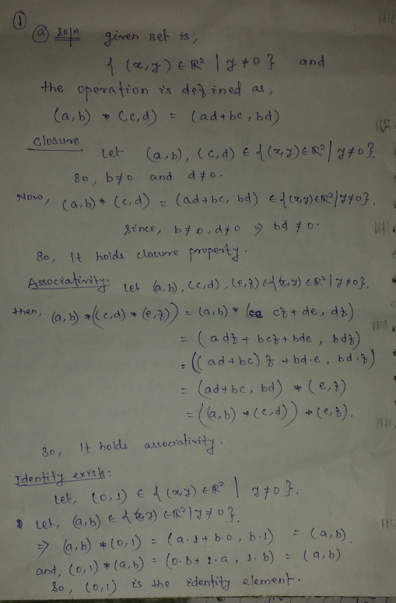 given sel is and the operation (a,b) Cc,d) sde ined as, (adtbe, bd) Glosure (a,b), (c,d) e d( )) e R ] 9703 Let 80, byo and (